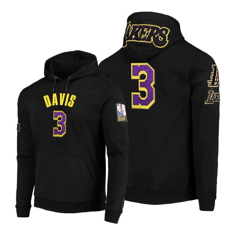 Men's Los Angeles Lakers Anthony Davis #3 NBA Pro Standard Iconic Player Team Logo Black Basketball Hoodie HUC3683JX
